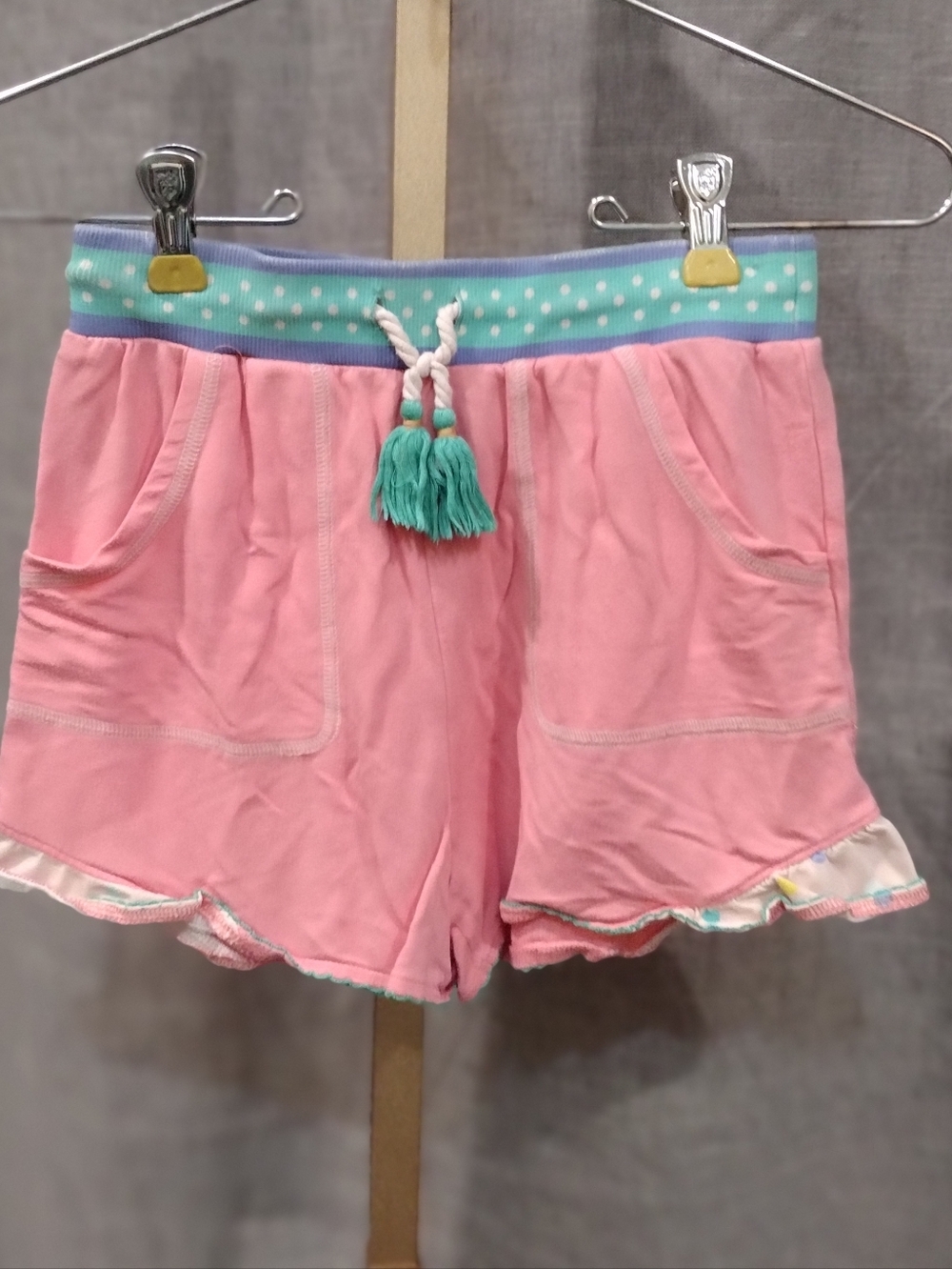 Matilda Jane Pink Shorts with Teal Waistband and Tassel